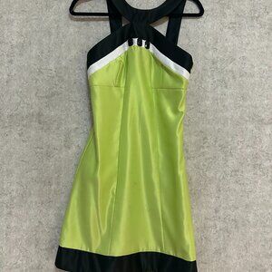 Green and Black Dot Vintage Mod-Style Jessica McClintock for Gunne Sax dress